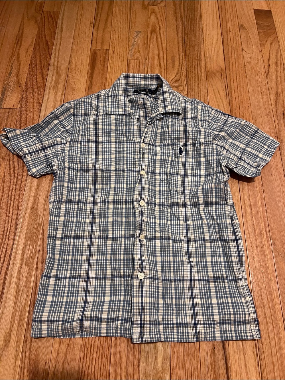 Polo by Ralph Lauren Navy & White Plaid Short-Sleeve Button Shirt